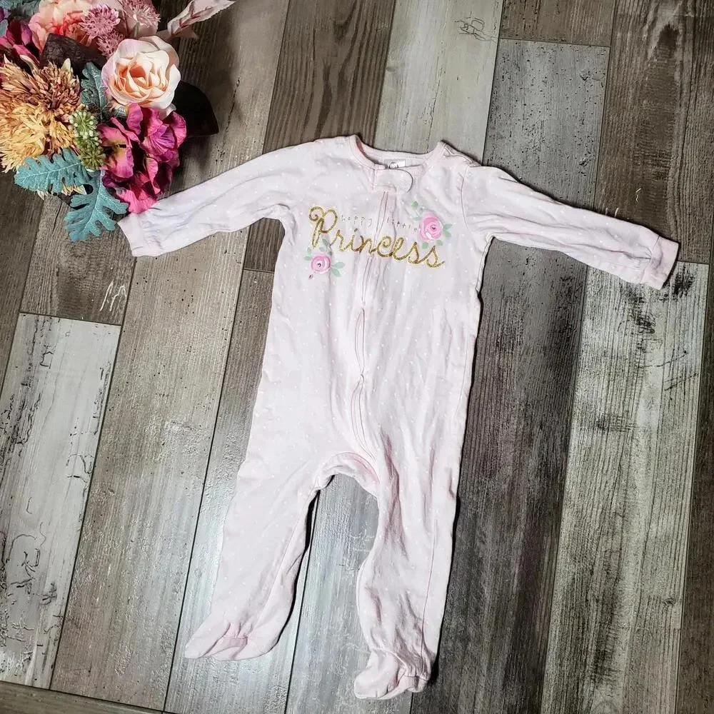 Gerber Baby Girls 100% Cotton Floral Polka Dot Princess Sleep 'N Play Size 6-9M